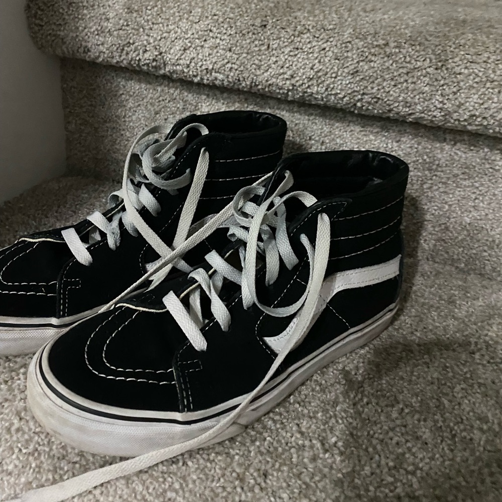 Vans Off the Wall Black/wht hi-top sneakers Sz 7